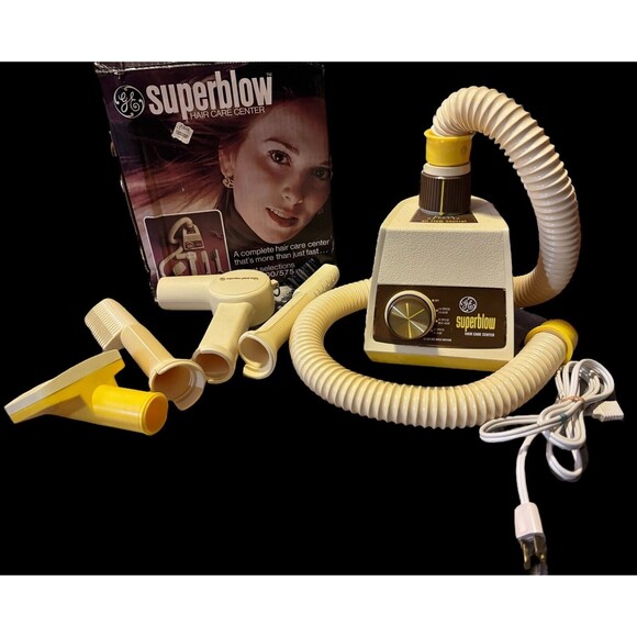 Vintage 1975 GE Hair Dryer Super Blow Hair Care Center NEVER USED RARE!! - Picture 1 of 16